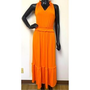 Karl Lagerfeld Sleeveless V-Neck Tiered Maxi Dress